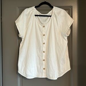 LOFT Women Textured Thick Stretch Poly Cotton Blouse